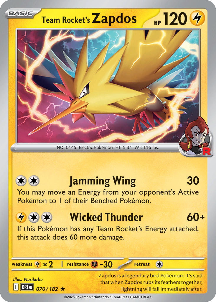 Team Rocket’s Zapdos · Destined Rivals (DRI) #070